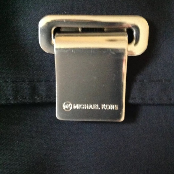 Michael Kors black water resistant rain jacket with stylish metal clasp closure - Picture 8 of 9